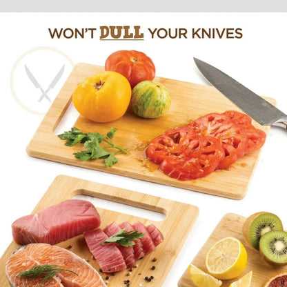 Bamboo Cutting Boards for Kitchen with Handles