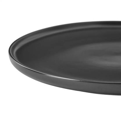 Matte Black Stoneware 4-Piece Dinner Plate Set