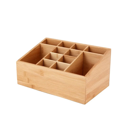 Bamboo Bathroom Organizer 12 Compartments Storage Rack