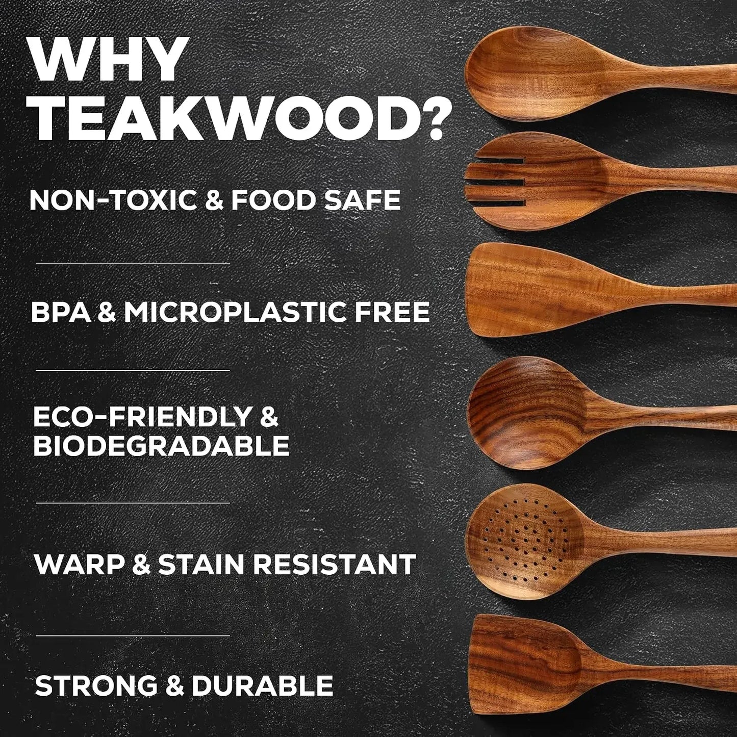 Kitchen 6 Piece Wooden Spoons for Cooking