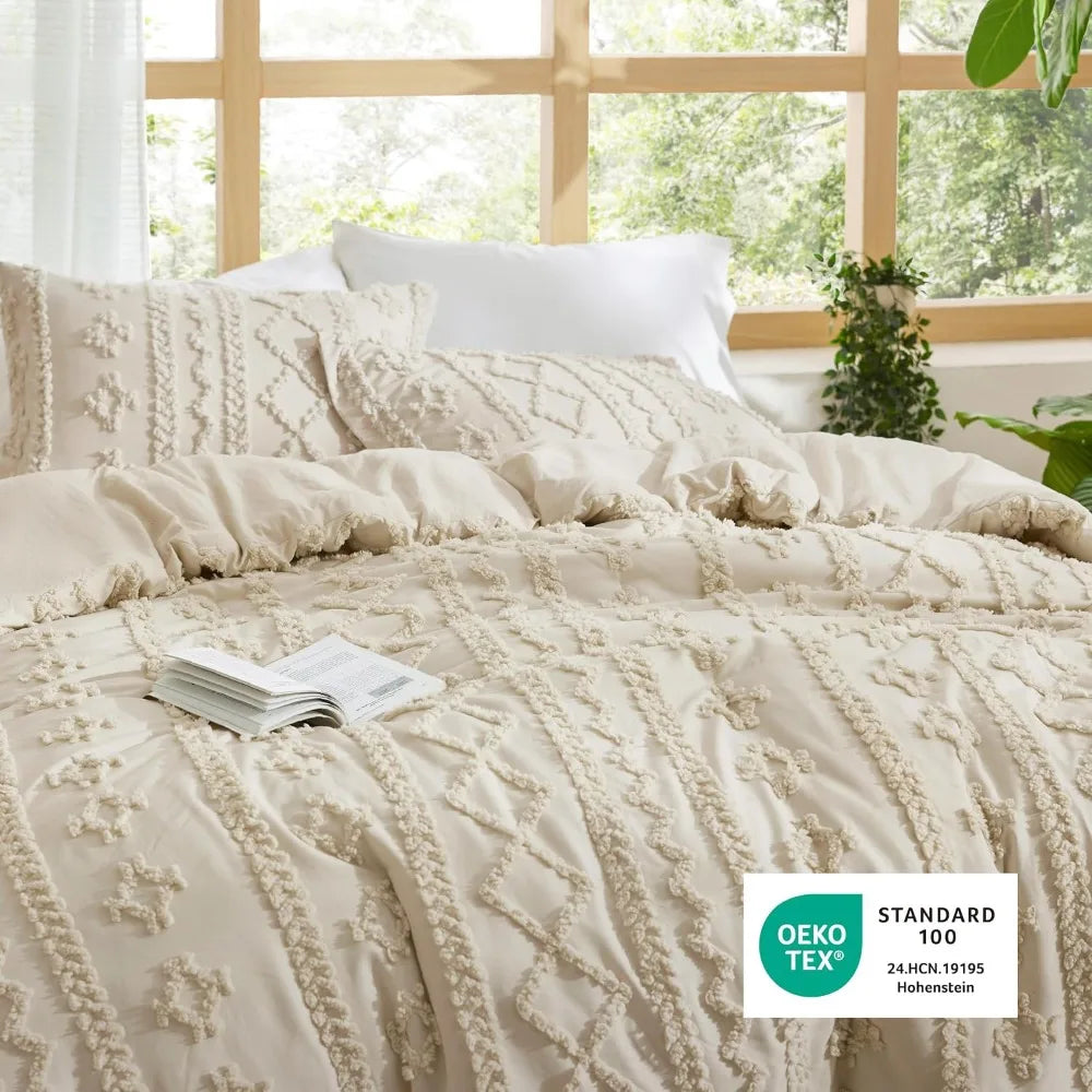 Bedsure Tufted Boho Comforter Set Queen Size