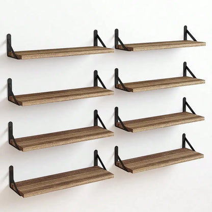 8pcs Floating Shelves Rustic Wood Wall Shelves
