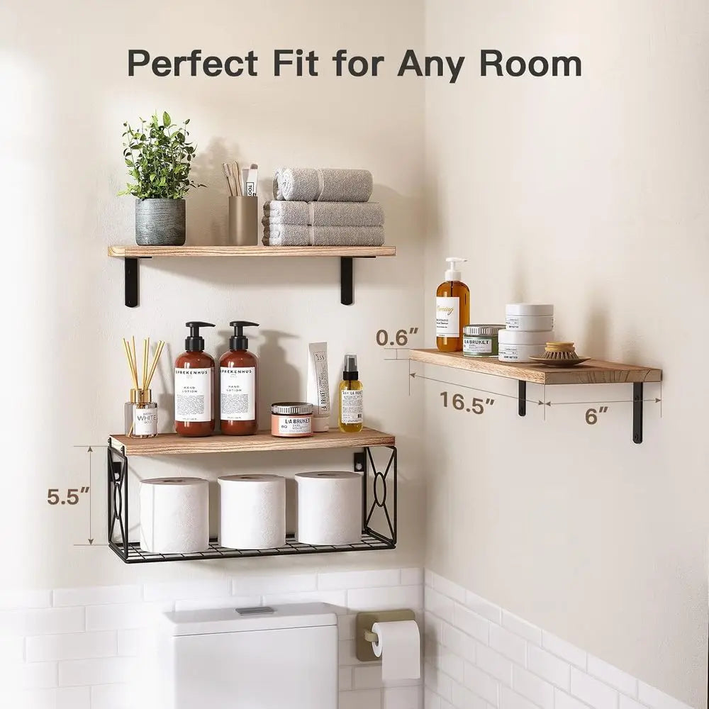 Bathroom Shelves Over Toilet with Storage Basket