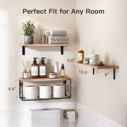 Bathroom Shelves Over Toilet with Storage Basket