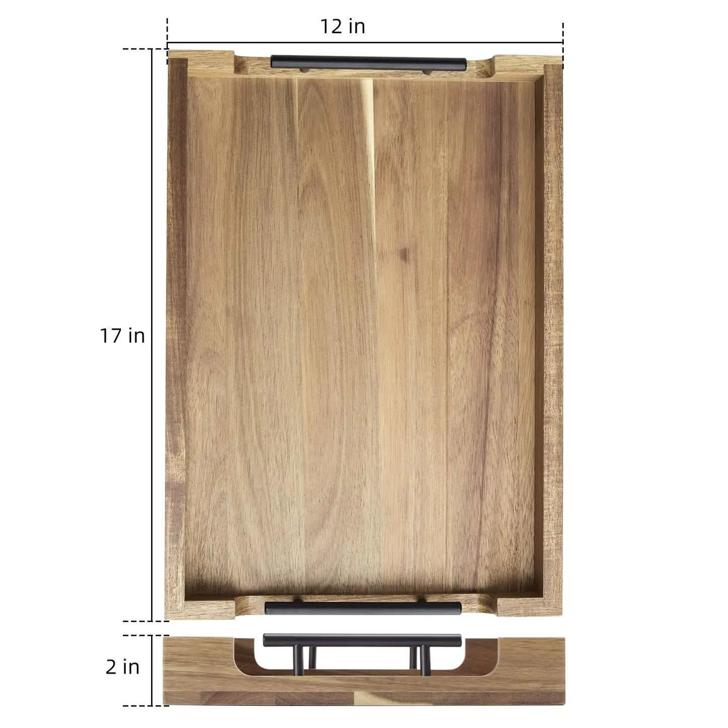17"x12" Wood Serving Tray With Handles