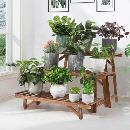 3 Tier Ladder Shelf Wood Plant Stand Organizer