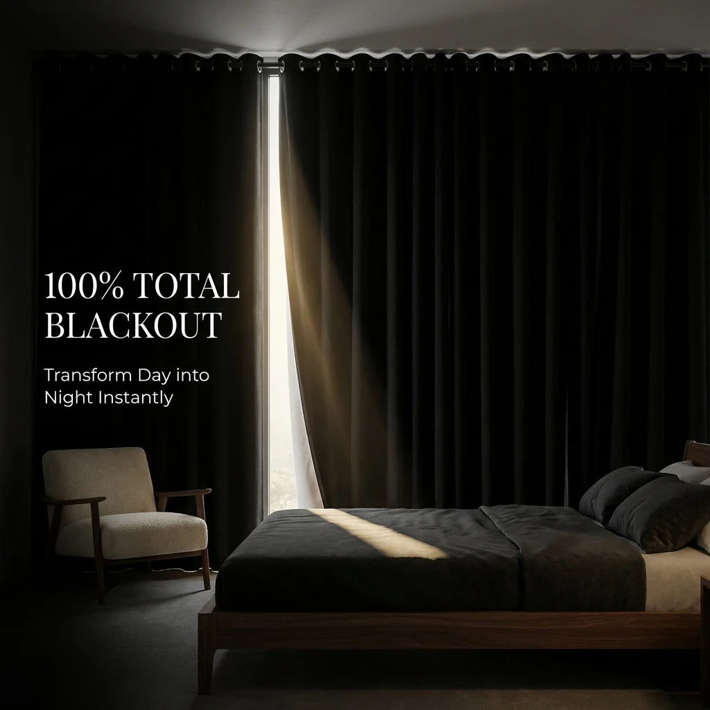 100% Light Blocking Linen Texture Curtains