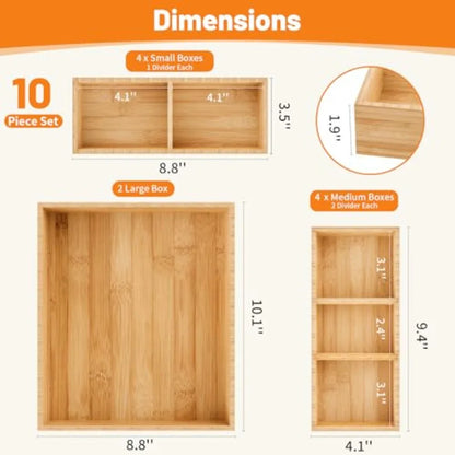 Piece Drawer Divider with Removable Dividers