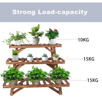 3 Tier Ladder Shelf Wood Plant Stand Organizer