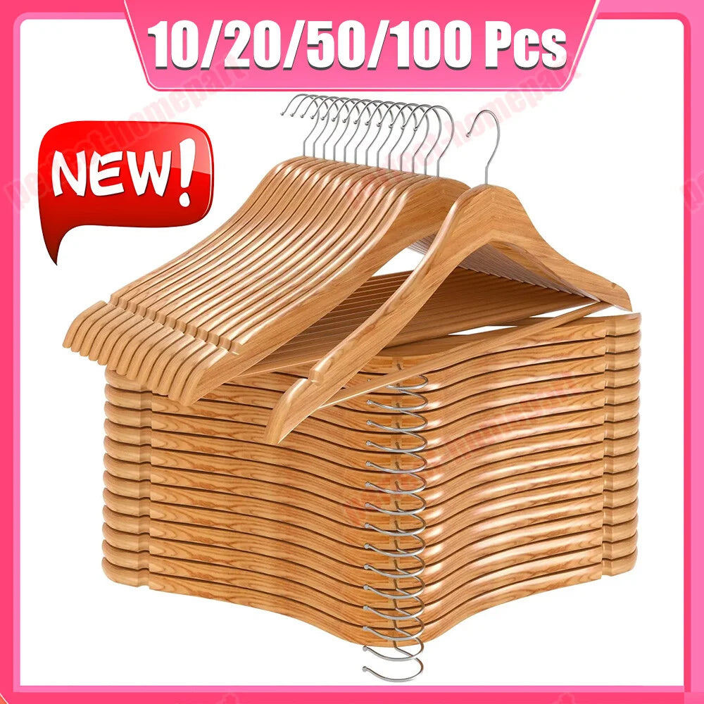 Wooden Suit Hangers Premium Natural Finish Home