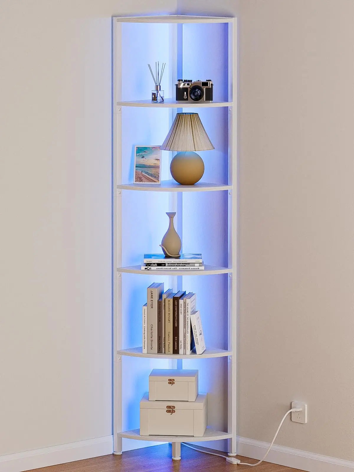 6 Tier Corner Shelf with LED Light