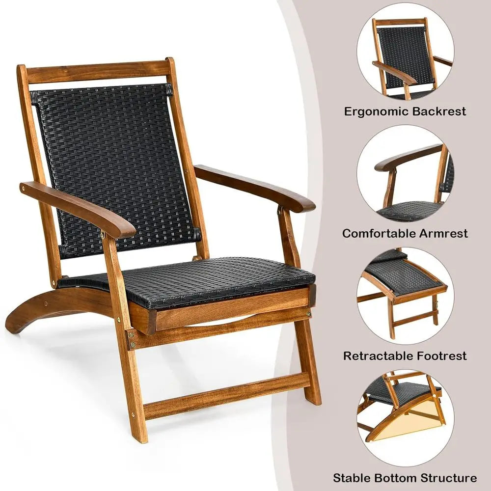 Patio Chaise Lounge Space-Saving Ergonomic Deck Chair