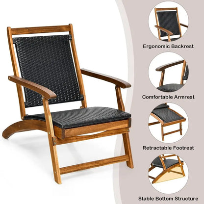 Patio Chaise Lounge Space-Saving Ergonomic Deck Chair