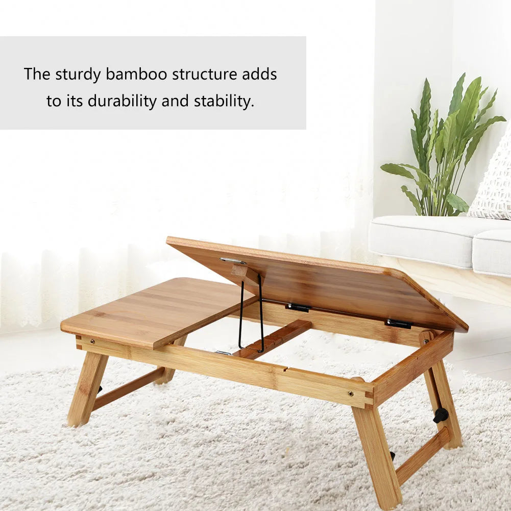 Folding Lifting Table Wooden Bamboo Laptop Desk