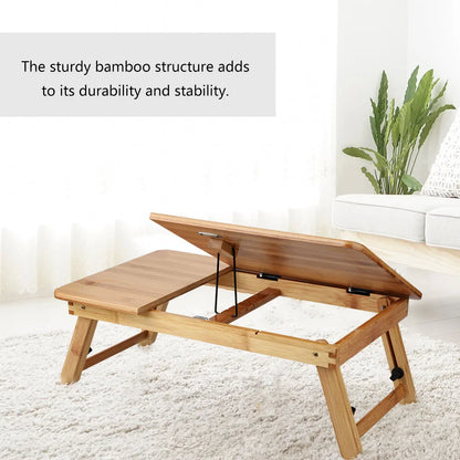 Folding Lifting Table Wooden Bamboo Laptop Desk