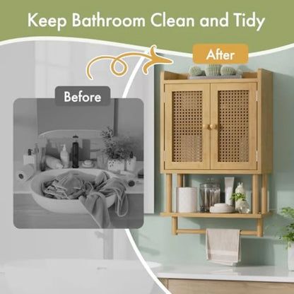 Bamboo Medicine Cabinet with Rattan Door