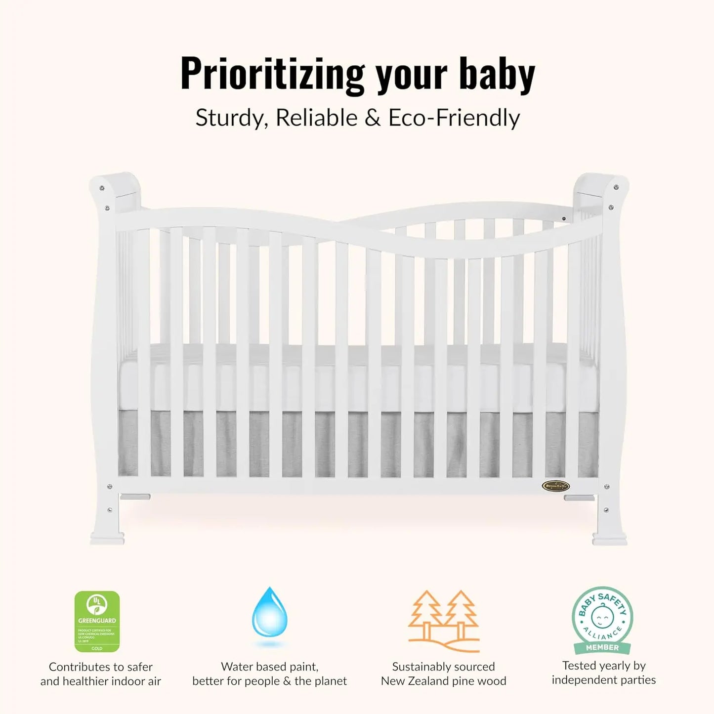7-in-1 Convertible Full-Size Baby Crib in White