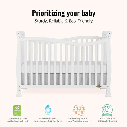 7-in-1 Convertible Full-Size Baby Crib in White