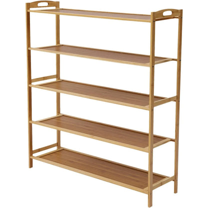 5-Tier Bamboo Wood Shoe Storage Shelf Rack