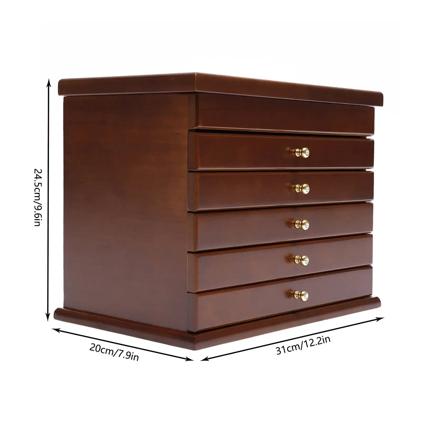 6-Tier Vintage Wooden Jewelry Storage Box/Case