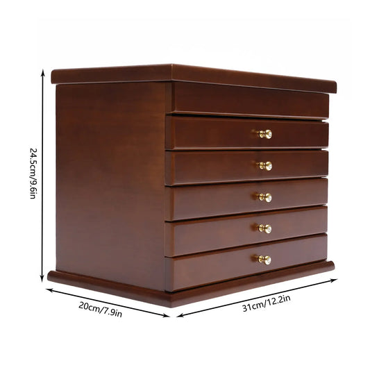 6-Tier Vintage Wooden Jewelry Storage Box/Case