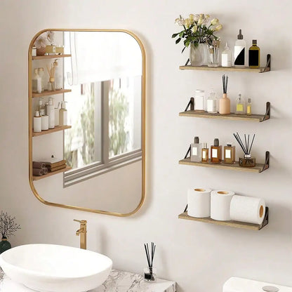 8pcs Floating Shelves Rustic Wood Wall Shelves