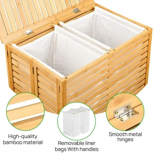 Bamboo Foldable Bedroom and Bathroom Laundry Basket