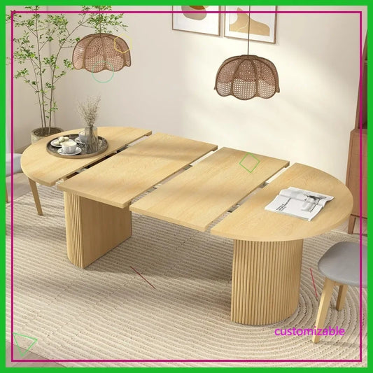 41-78 Inch Extendable Round Oval Dining Table