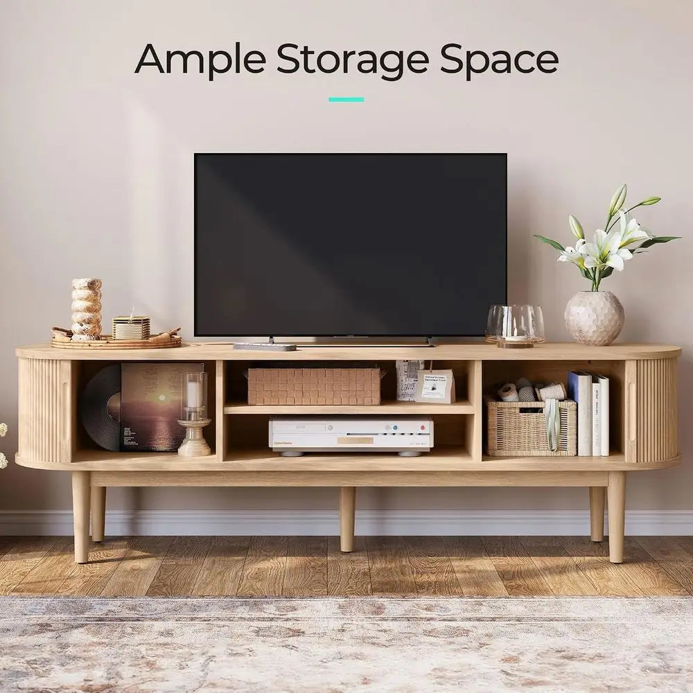 Entertainment Center with Storage Cabinet and Sliding Door