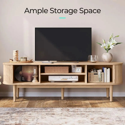Entertainment Center with Storage Cabinet and Sliding Door