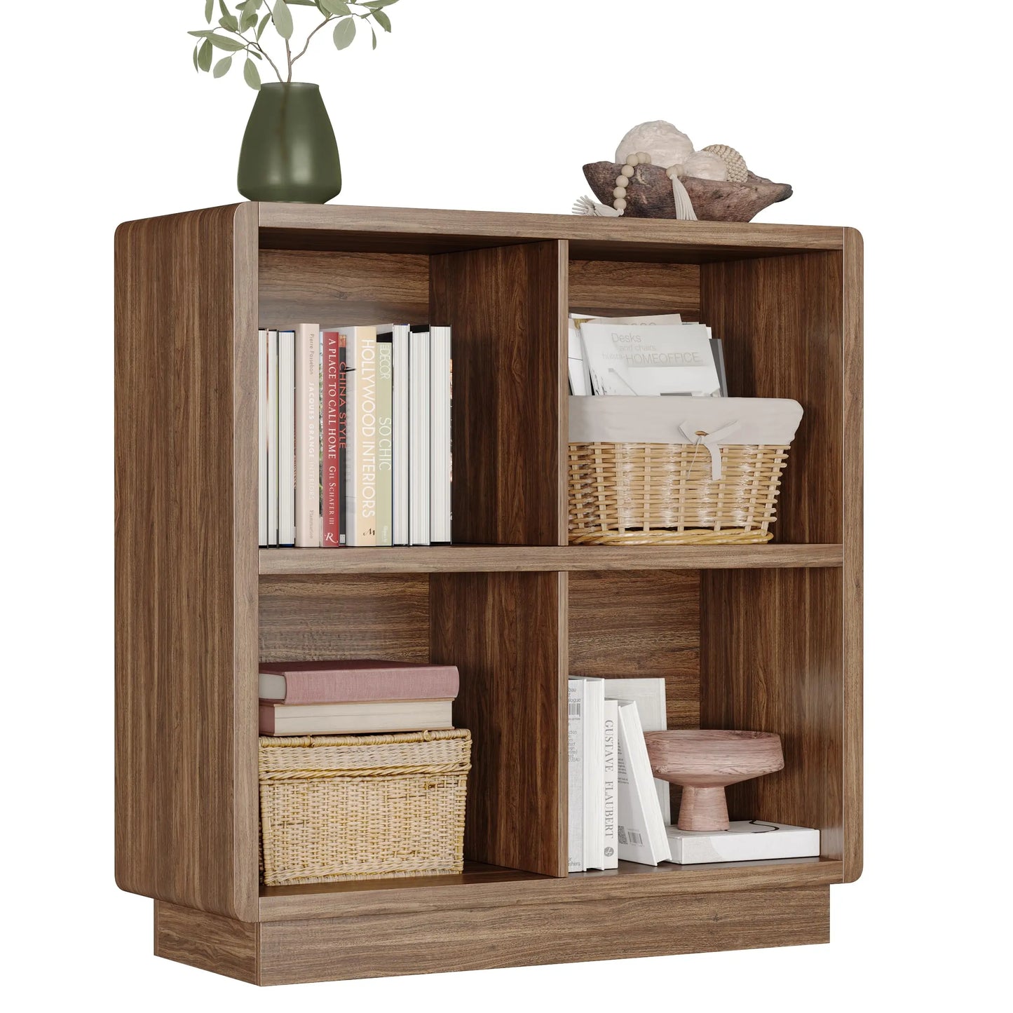 4 Cube Wooden Bookcase Storage Organizer