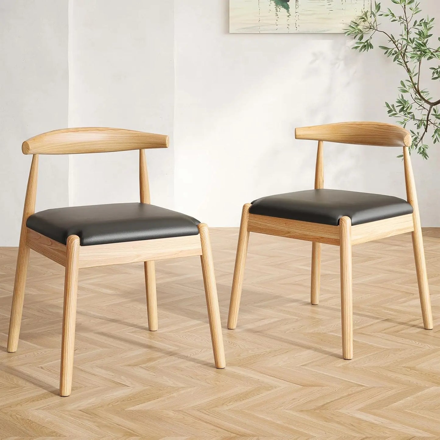 Dining Chairs Set of 2 with Solid Wood Legs