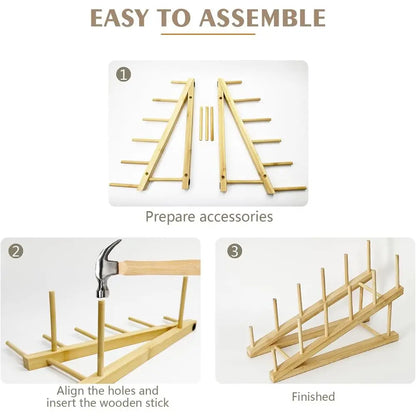 3 Pcs Wood Book Stand Display Tabletop Plate Puzzle Rack