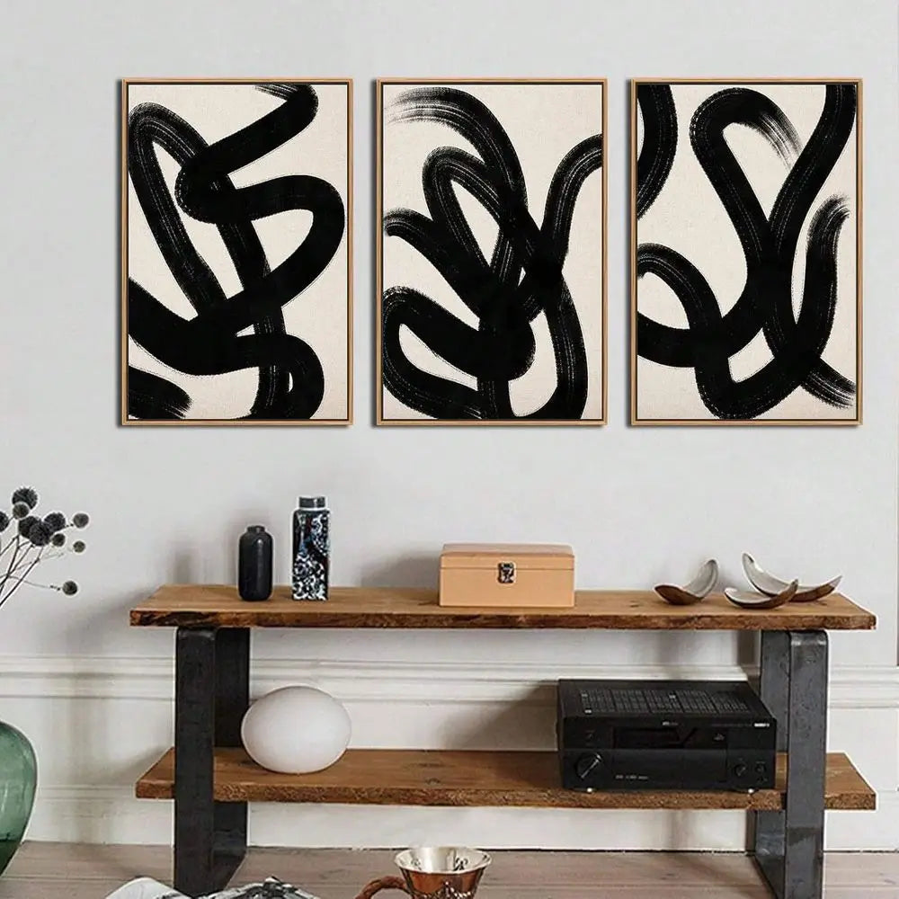 Wall Art Canvas Set Abstract Lines Pictures