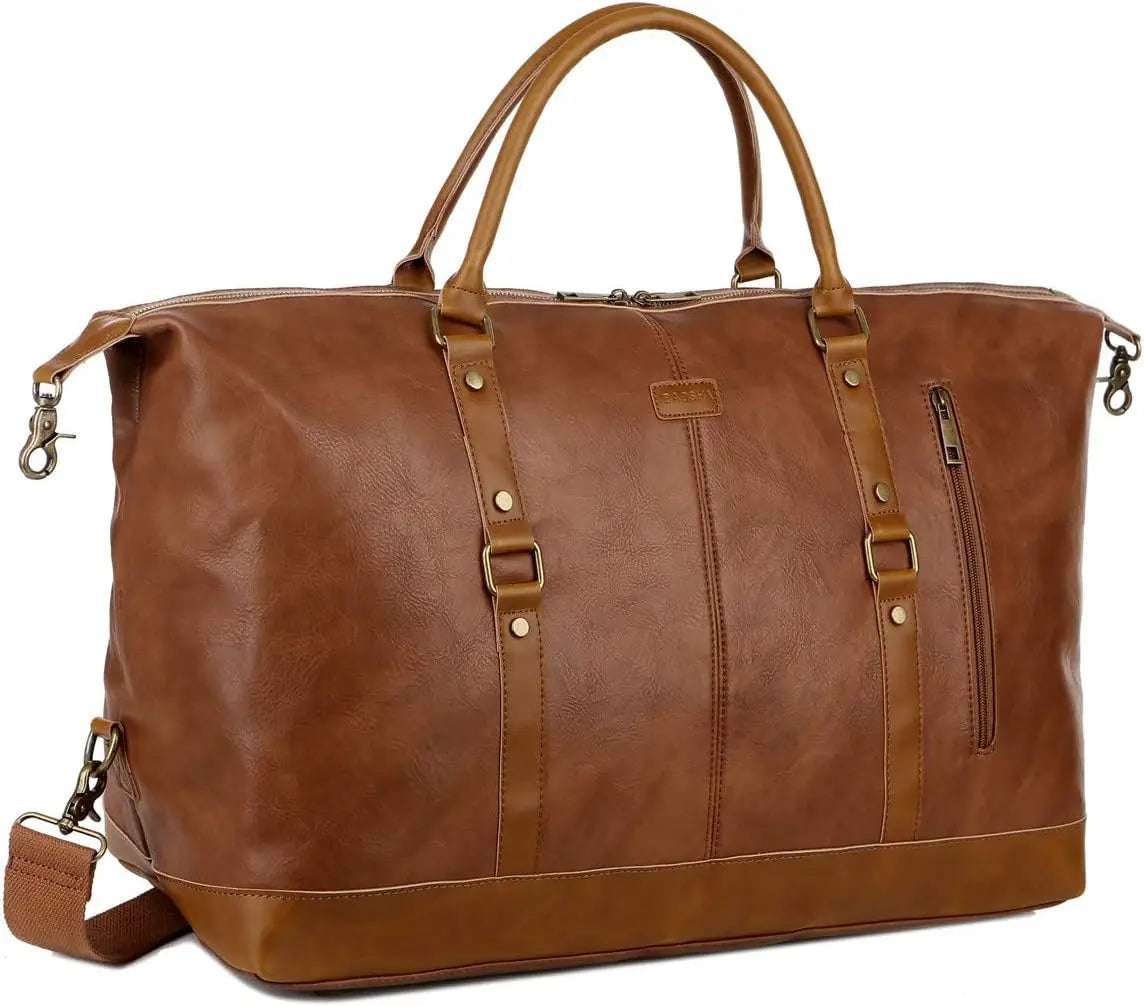 Leather Travel Duffel Weekender Bag for Men and Women