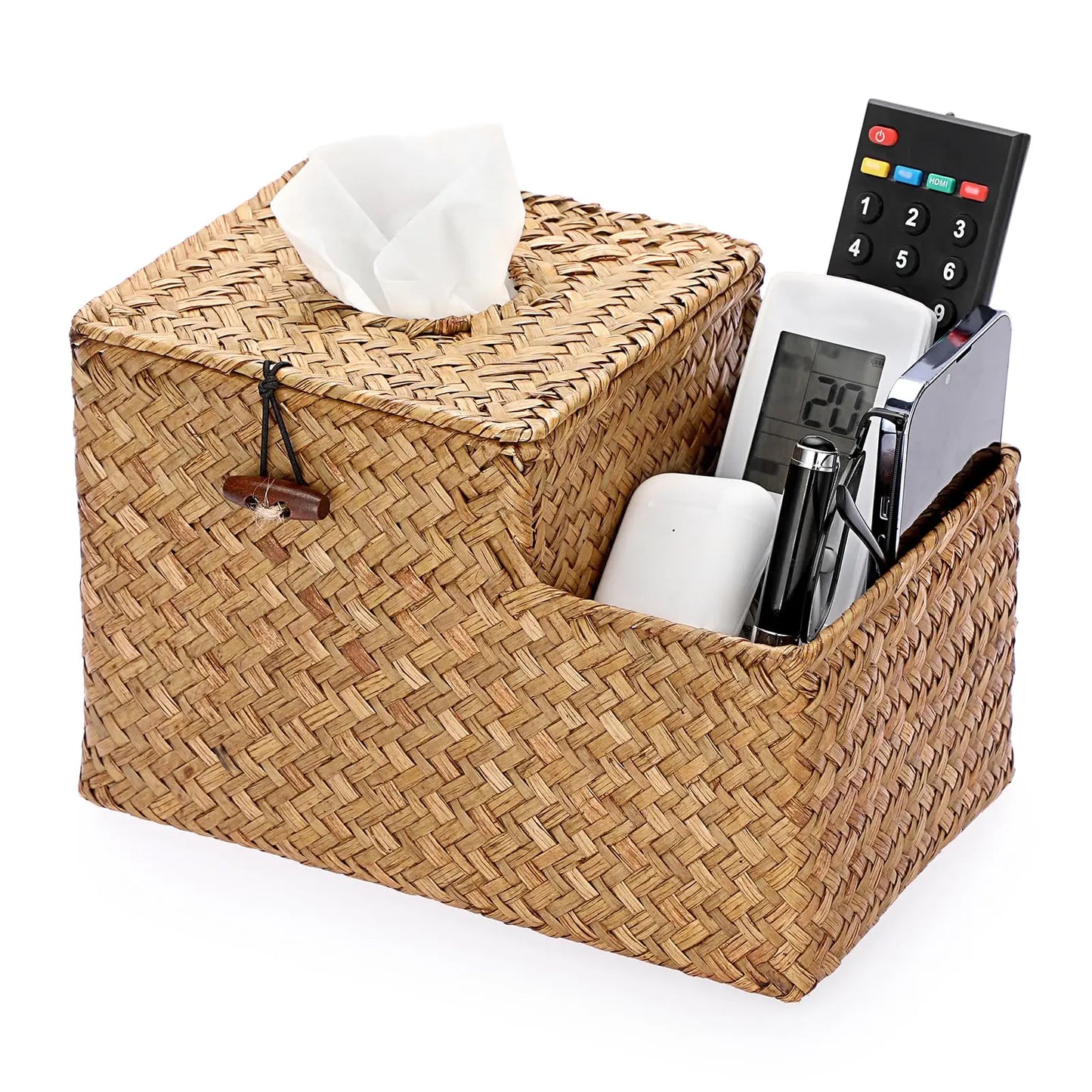 Rustic Water Hyacinth Woven Tissue Box Holder