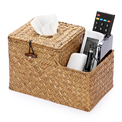 Rustic Water Hyacinth Woven Tissue Box Holder