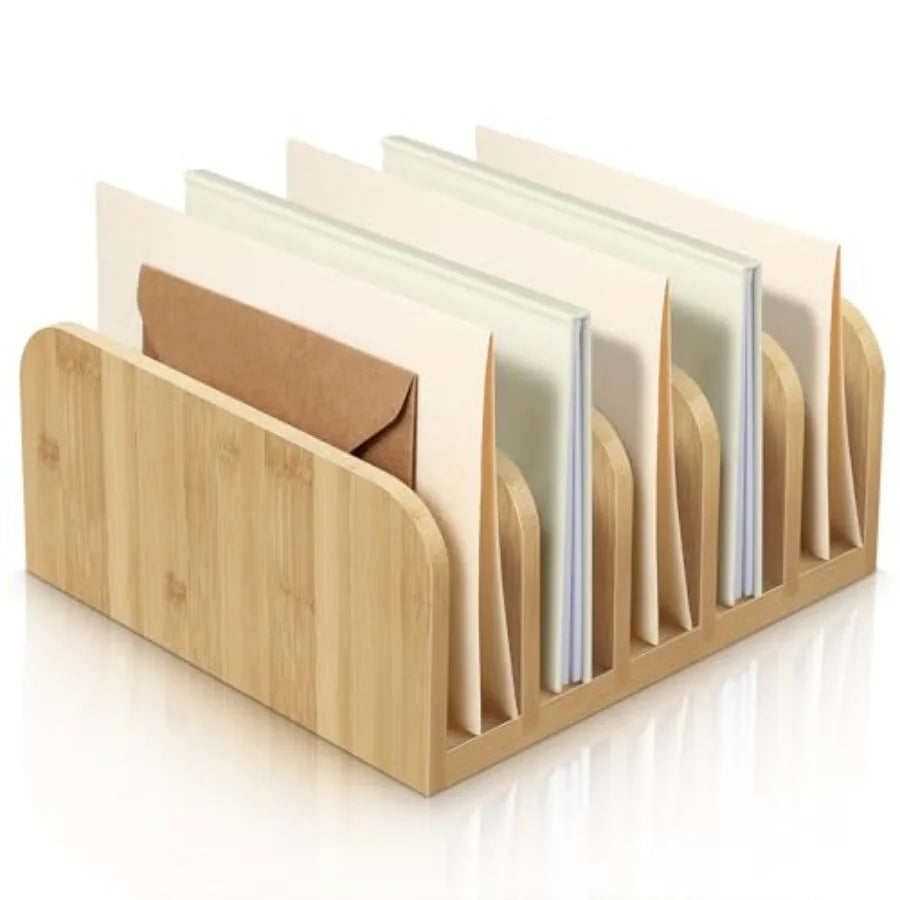 Bamboo Letter Organizer Countertop Paper File