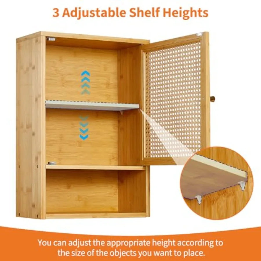 Bamboo Medicine Cabinet with Rattan Doors