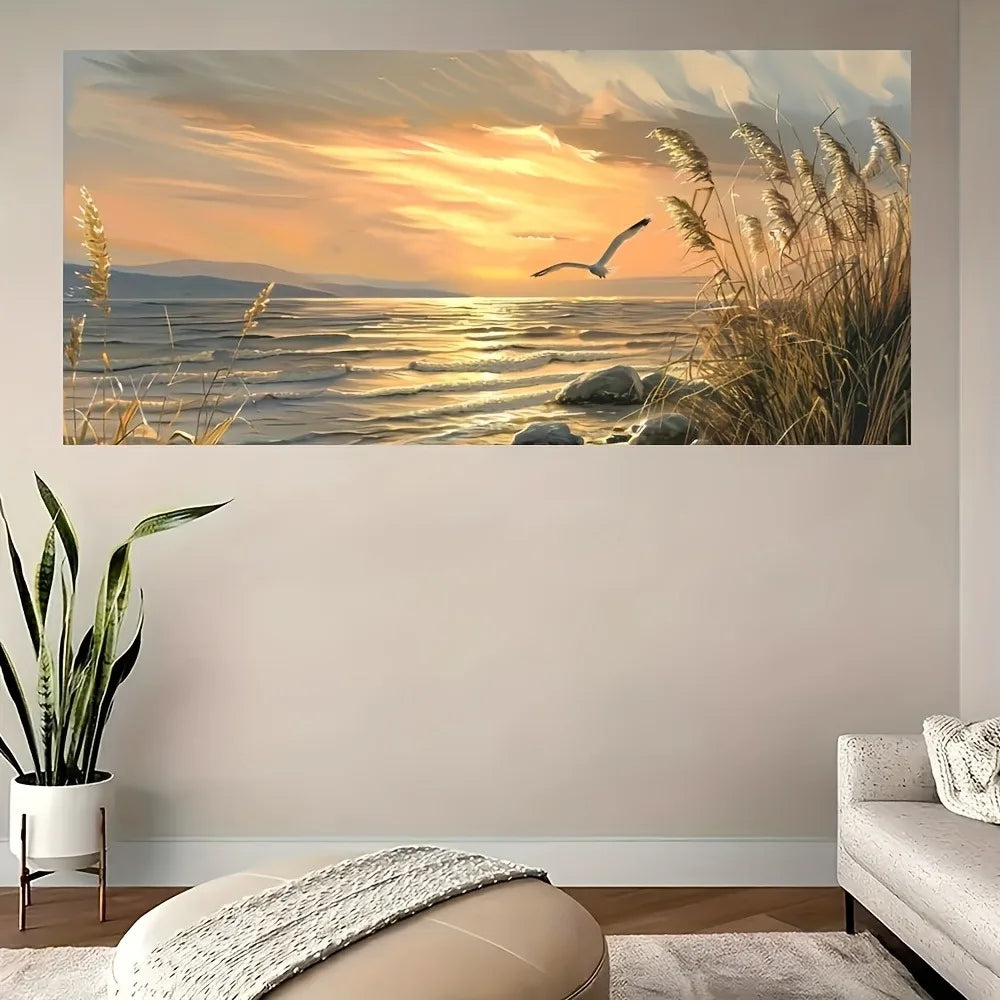 Sunset Beach Art Canvas Seascape Painting