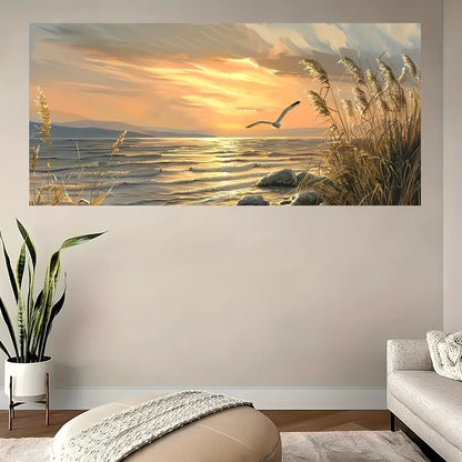 Sunset Beach Art Canvas Seascape Painting