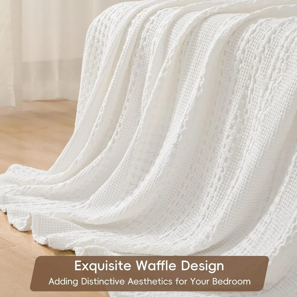 100% Cotton Waffle Weave Blanket King Size for Bed