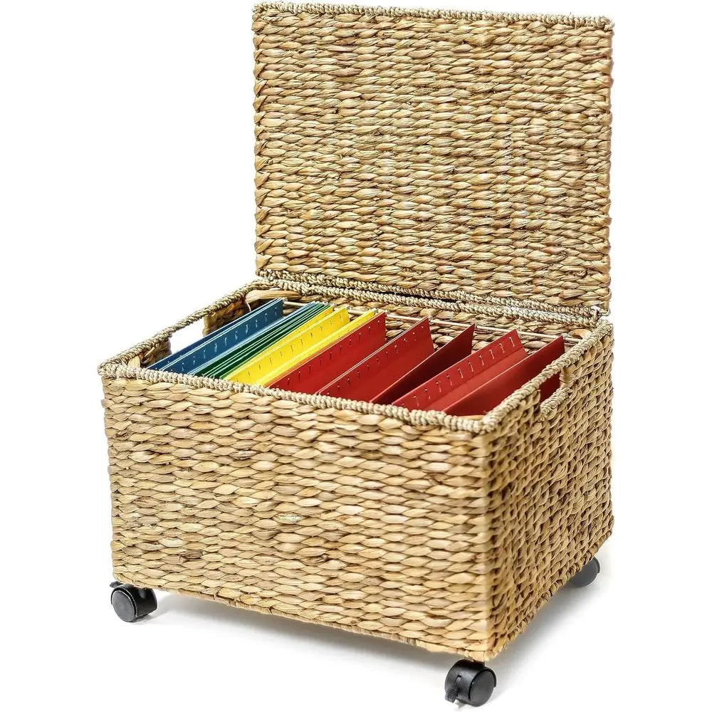 Wicker Storage Cabinet with Hanging Baskets