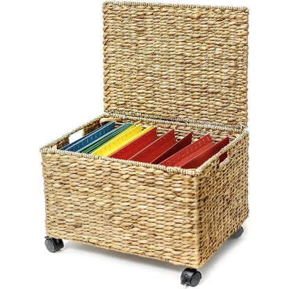 Wicker Storage Cabinet with Hanging Baskets