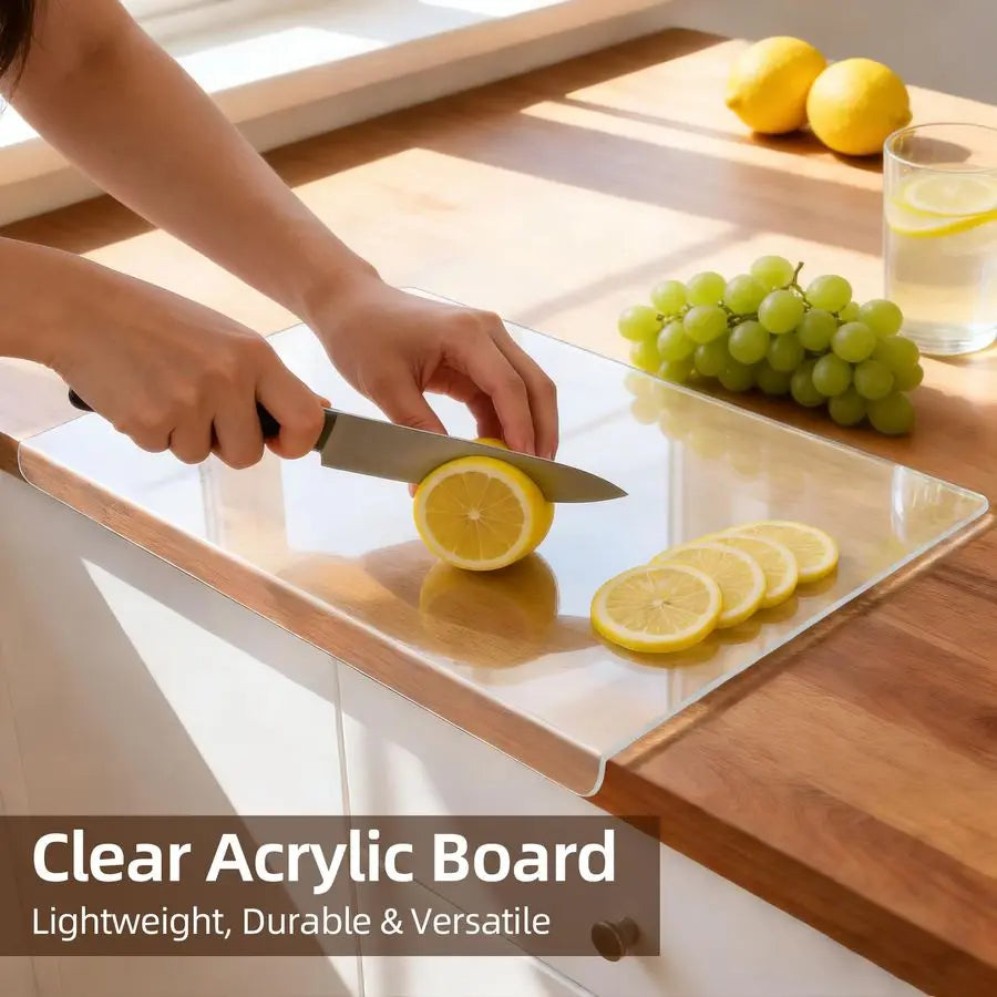 Set of 2 Acacia Wood and Acrylic Cutting Board