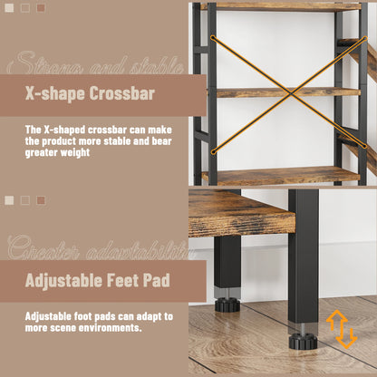 Triple 5 Tier Bookshelf Large Wooden Bookcase