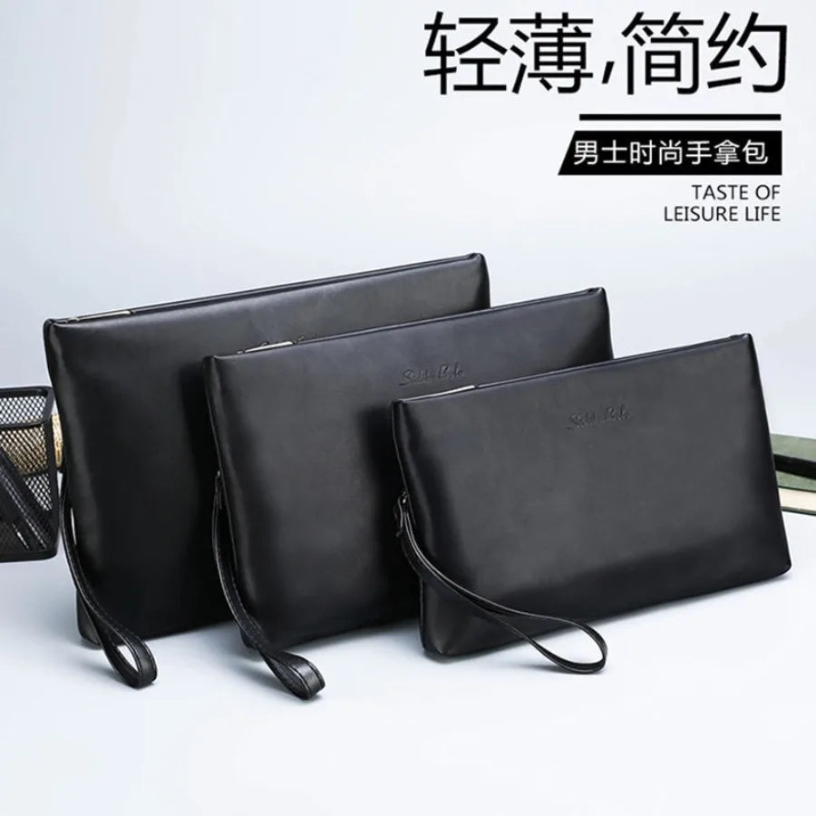 Black Faux Leather Clutch Bag