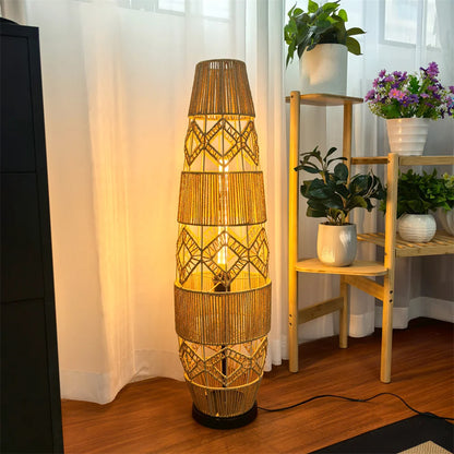 Tall Vintage Wicker Floor Lamp