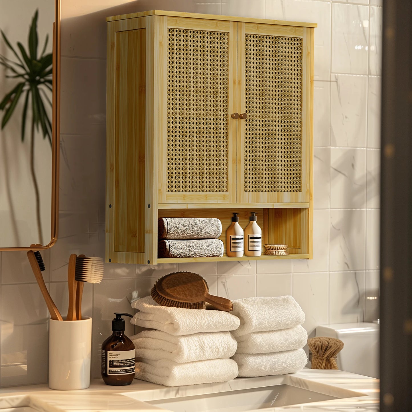 Wooden Storage Cupboard Wall Mounted Medicine Cabinet