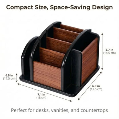 Wooden Desk Organizer with 6 Compartments